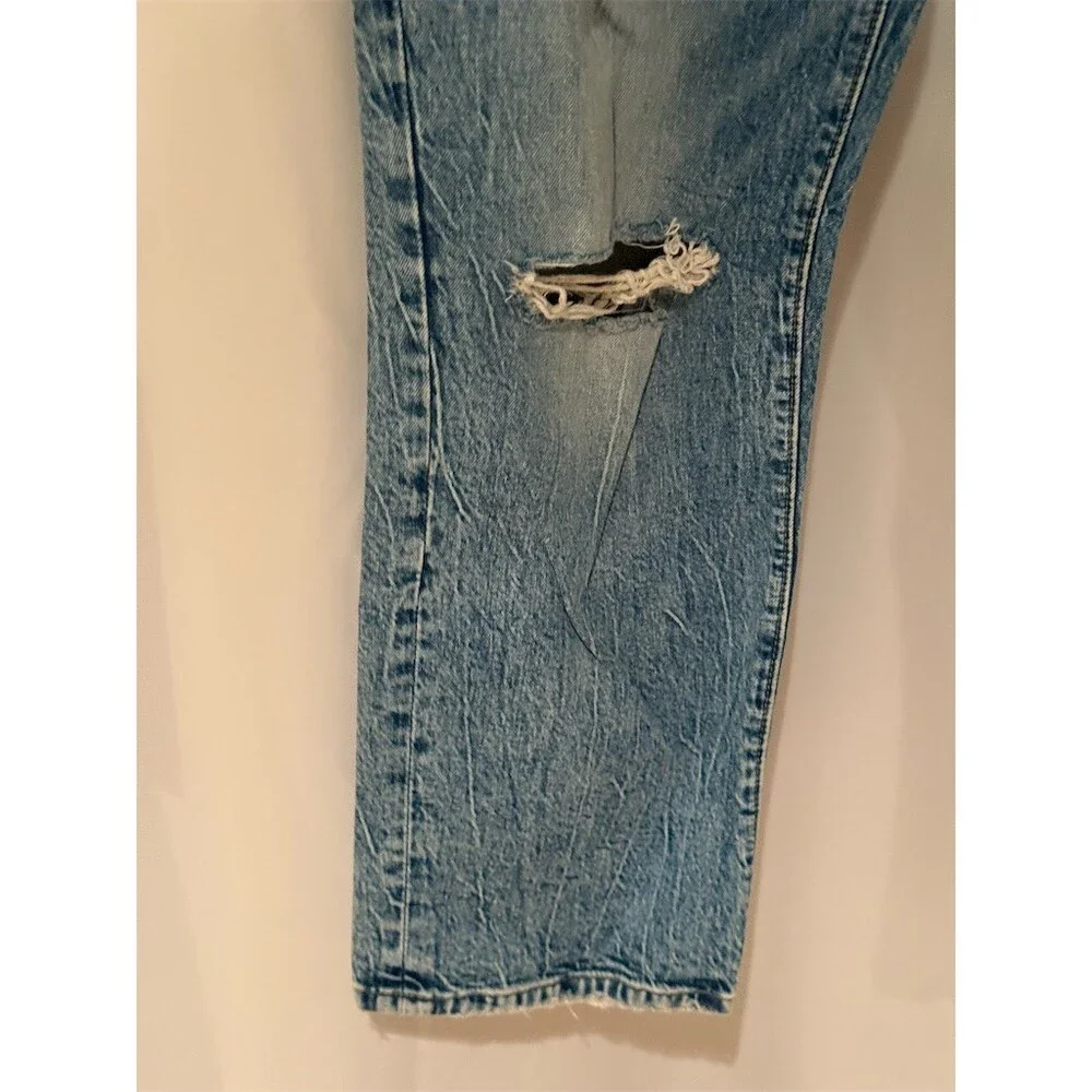 Old Navy Jeans Womens Size 30 Blue Light Wash High Rise Straight Leg Distressed - Picture 2 of 13